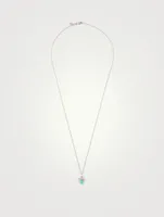 14K White Gold Turquoise Horn Necklace With Diamonds