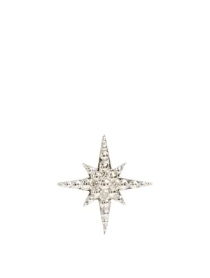 14K White Gold Mini Starburst Earring With Diamonds