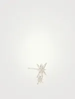 14K White Gold Starburst Stud Earring