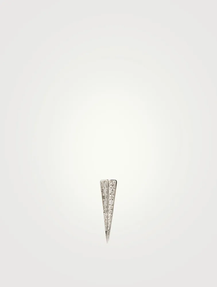 14K White Gold Spike Earring With Diamonds