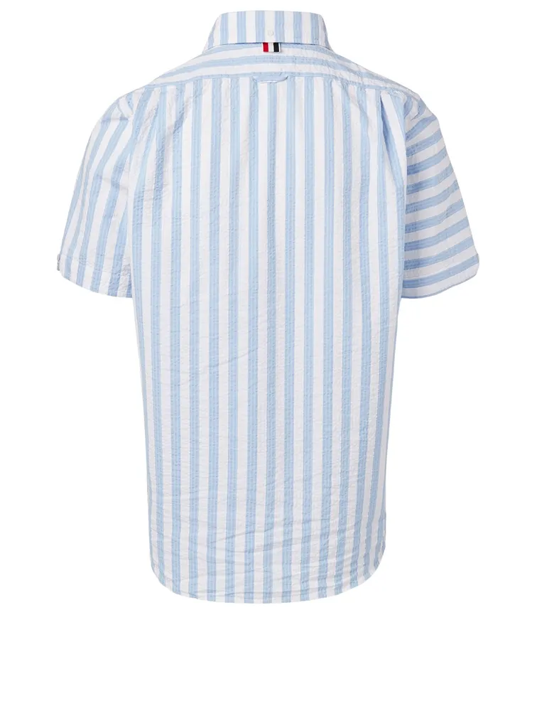 Seersucker Short-Sleeve Shirt Striped Print