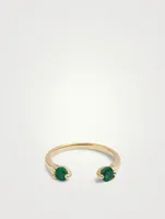 18K Gold Orbit Ring With Emeralds