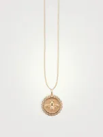 14K Gold Bee Coin Necklace With Diamonds