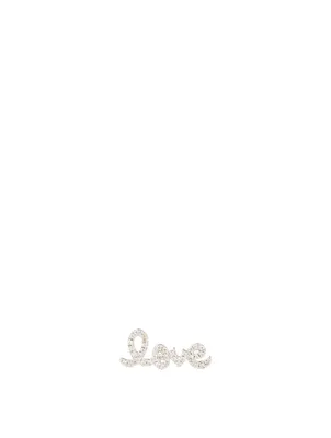 14K White Gold Love Earring With Diamonds
