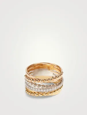 Bubbles 18K White, Rose And Yellow Gold Ring With Diamonds