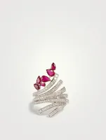 Mirage 18K White Gold Ring With Rubies And Diamonds