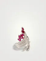 Mirage 18K White Gold Ring With Rubies And Diamonds