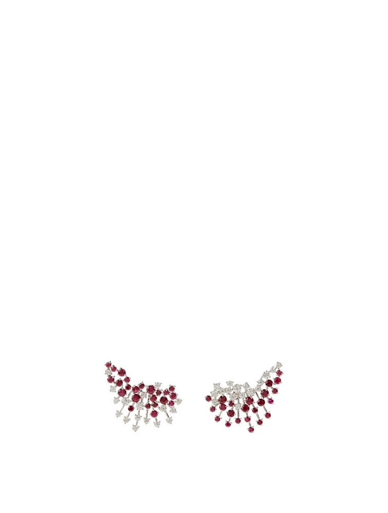 Luminus 18K White Gold Earrings With Diamonds And Rubies