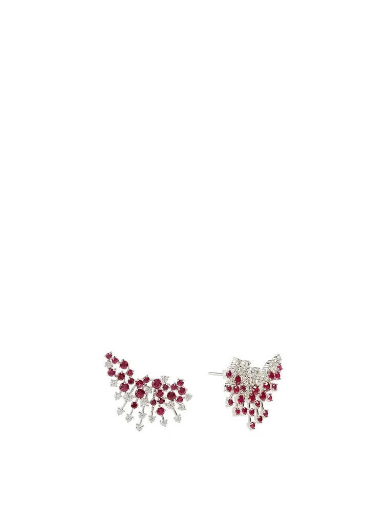 Luminus 18K White Gold Earrings With Diamonds And Rubies