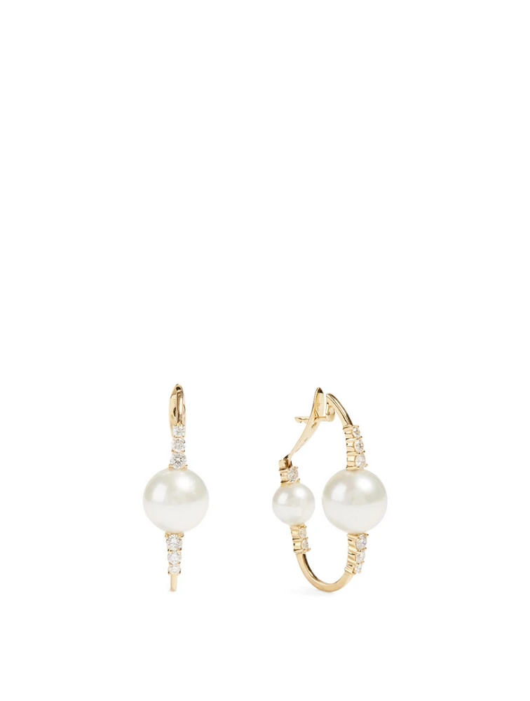 Spectrum 18K Gold Earrings With Diamonds And Pearls
