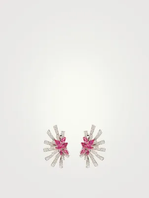 Mirage 18K White Gold Earrings With Diamonds And Rubies