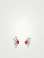 Labyrinth 18K White Gold Earrings With Diamonds And Rubies