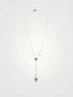 Labyrinth 18K White Gold Pendant Necklace With Diamonds and Rubies