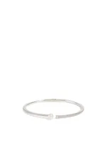 Spectrum 18K White Gold Bangle Bracelet With Diamonds And Pearl