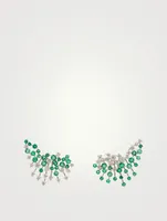 Luminus 18K White Gold Earrings With Diamonds And Emerald