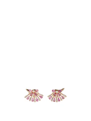 Botanica 18K Gold Earring With Diamonds And Pink Sapphire