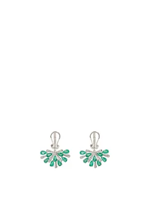 Botanica 18K White Gold Earrings With Diamonds And Emeralds