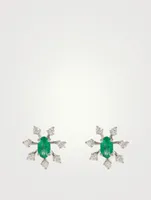 Luminus 18K White Gold Earrings With Diamonds And Emeralds