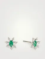 Luminus 18K White Gold Earrings With Diamonds And Emeralds