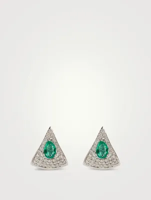 Spectrum 18K White Gold Earrings With Diamonds And Emerald