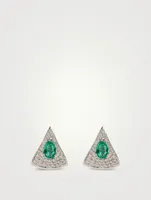 Spectrum 18K White Gold Earrings With Diamonds And Emerald