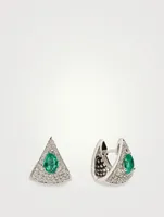 Spectrum 18K White Gold Earrings With Diamonds And Emerald