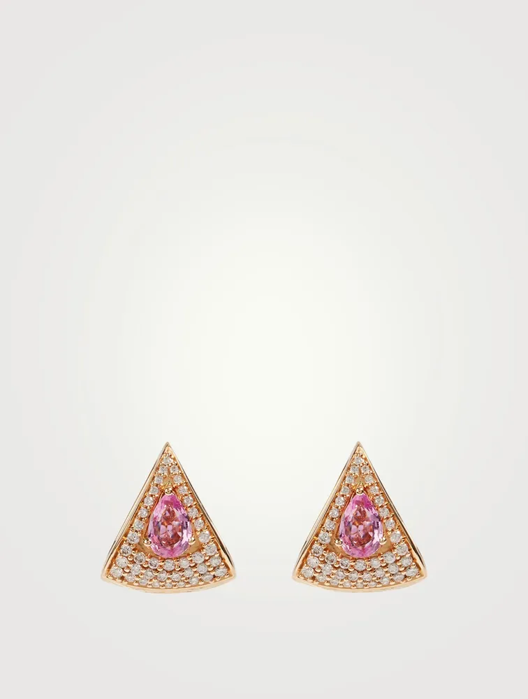 Spectrum 18K Gold Earrings With Diamonds And Pink Sapphire