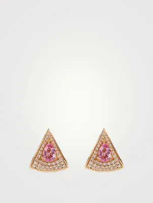 Spectrum 18K Gold Earrings With Diamonds And Pink Sapphire