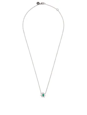 Luminus 18K White Gold Pendant Necklace With Diamonds And Emerald