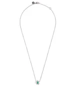 Luminus 18K White Gold Pendant Necklace With Diamonds And Emerald