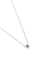 Luminus 18K White Gold Pendant Necklace With Diamonds And Emerald