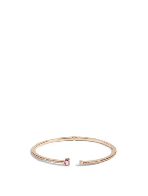 Spectrum 18K Gold Bangle Bracelet With Diamonds And Pink Sapphire