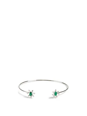 Luminus 18K White Gold Bracelet With Diamonds And Emerald