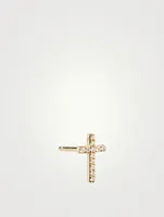 Mini 14K Gold Cross Stud Earring With Diamonds