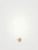 14K Gold Disc Stud Earring With Diamonds