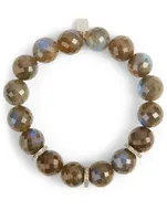 Labradorite Beaded Bracelet With Diamond Rondelles