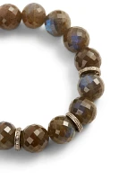 Labradorite Beaded Bracelet With Diamond Rondelles