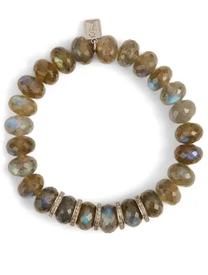 Beaded Labradorite Bracelet With Diamond Rondelles
