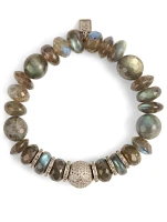 Labradorite Beaded Bracelet With Diamond Bead And Rondelles