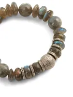 Labradorite Beaded Bracelet With Diamond Bead And Rondelles
