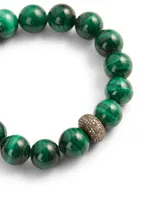 Beaded Malachite Bracelet With Diamond Donut