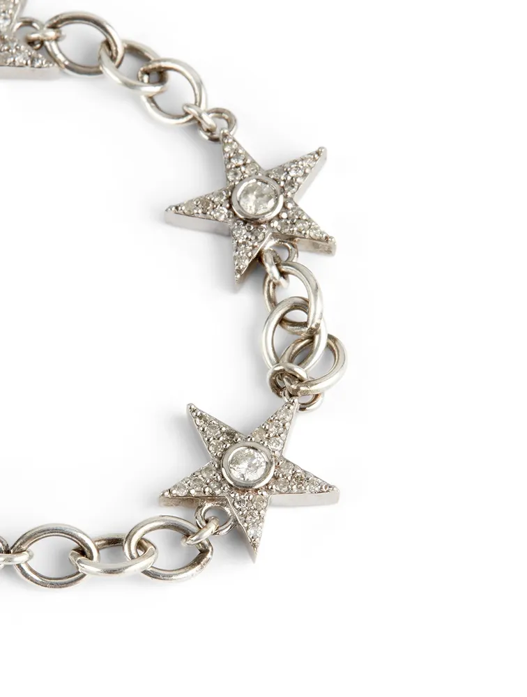 Silver Chain Bracelet With Diamonds