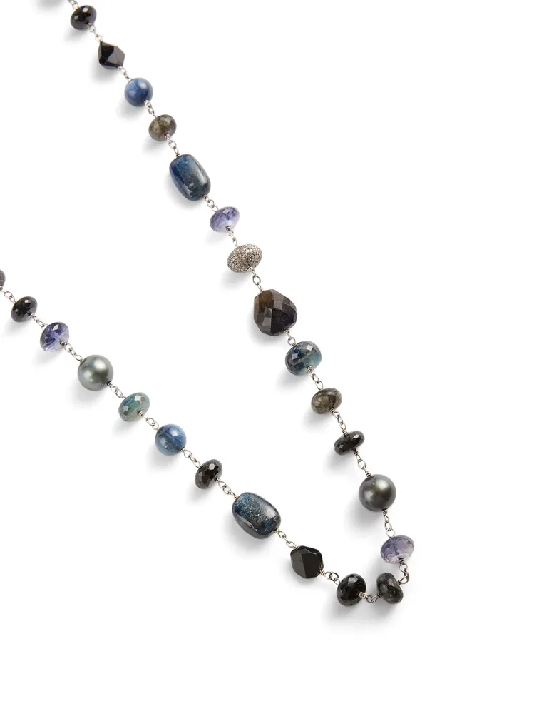 Silver Mixed Stone Necklace With Diamonds