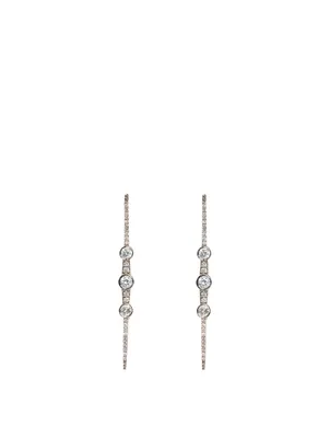 Silver Stick Earrings With Diamonds