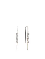 Silver Stick Earrings With Diamonds