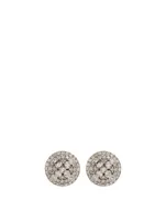 Silver Cross Dome Stud Earrings With Diamonds