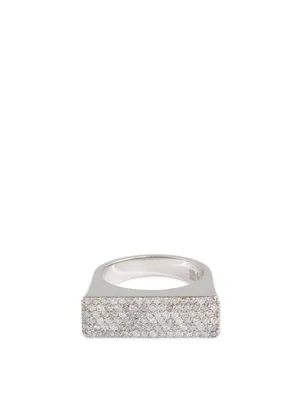 Silver Tower Ring With Diamonds