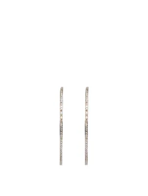 Silver Inside Out Hoop Earrings With Diamonds