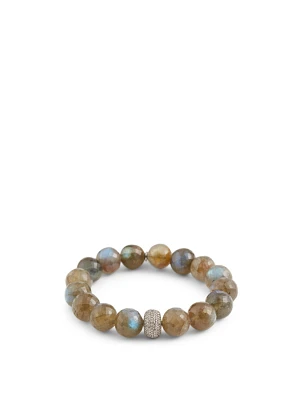 Beaded Labradorite Bracelet With Diamond Donut