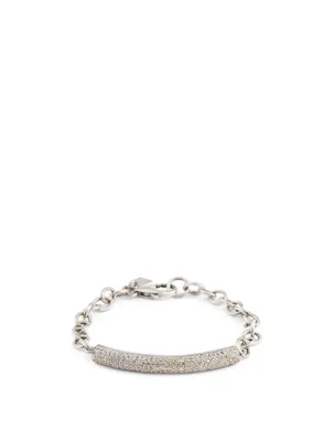 Silver Chain Bracelet With Diamond Bar Tube